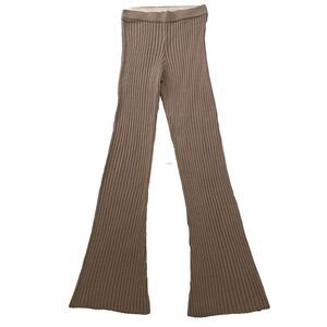 ASOS Design Pants Women 6 Tall Brown Knit Stretch High Rise Flare Ribbed Sweater
